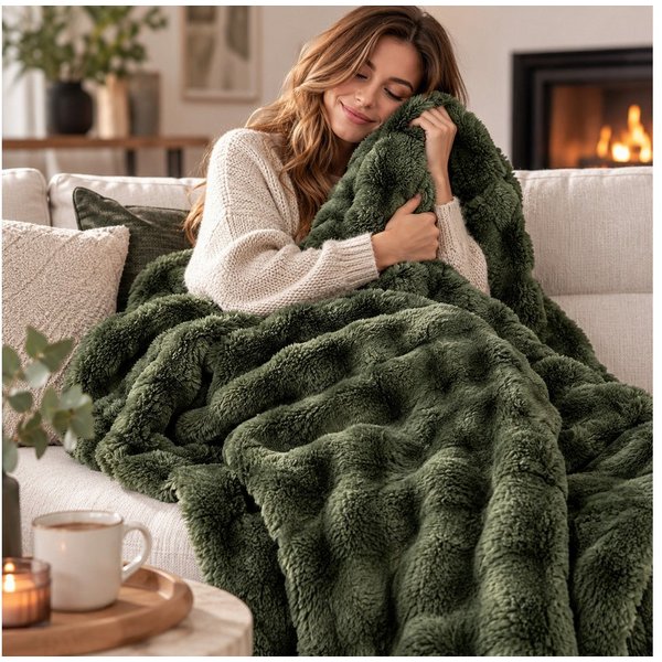 Wohndecke BUBBLE, Design91, flauschige Kuscheldecke mit 3D-Muster, 350 g/m², weich & warm