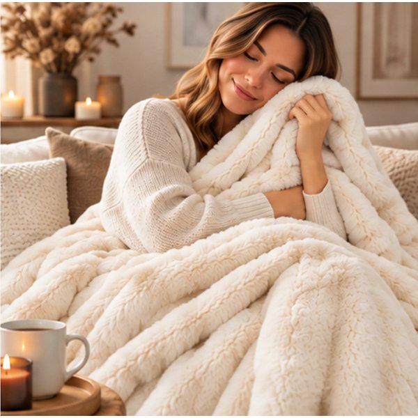 Wohndecke BUBBLE, Design91, flauschige Kuscheldecke mit 3D-Muster, 350 g/m², weich & warm