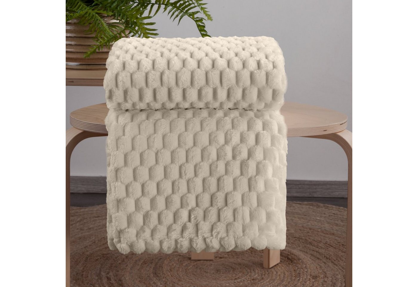 Wohndecke CINDY/6, Design91, Tolle Struktur, Waffelmuster, Weich, Karierte Decke, Karomuster – Bild 3 von 4
