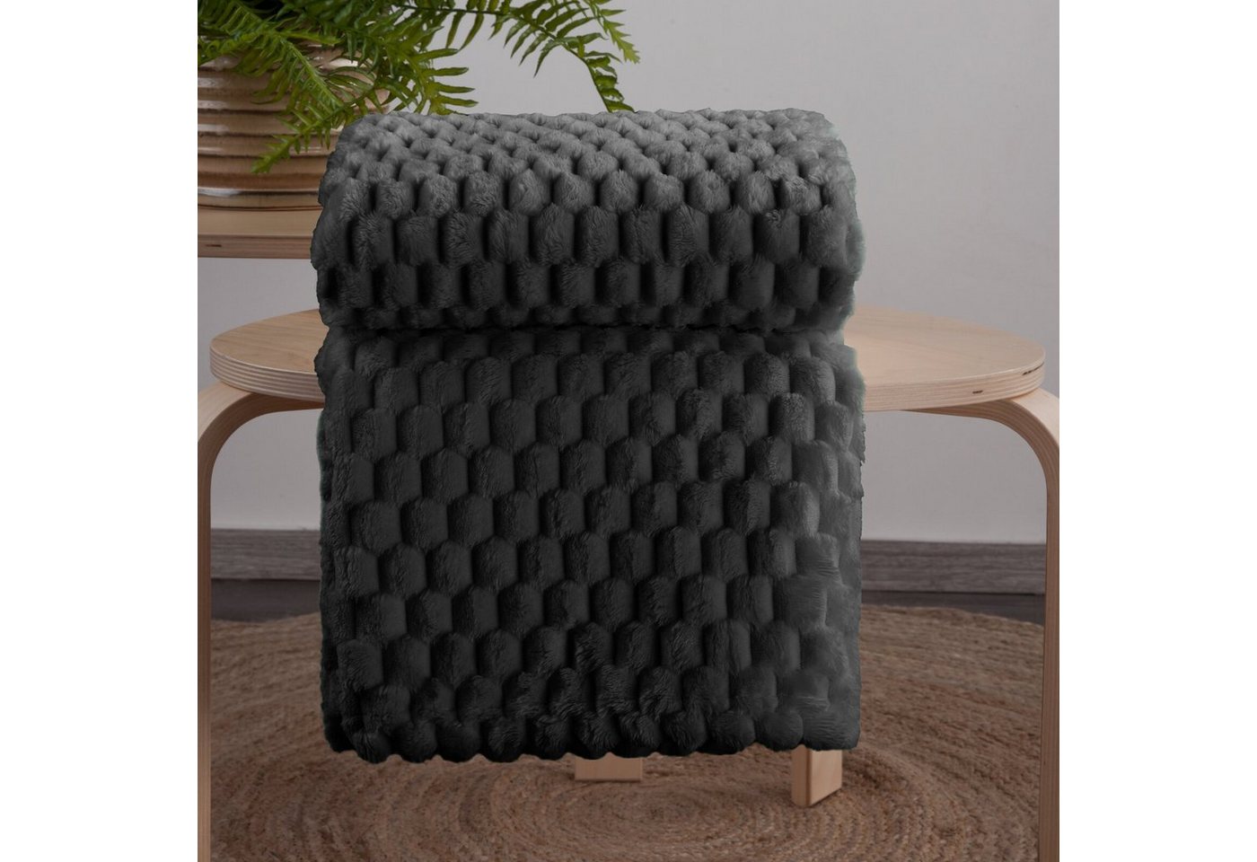 Wohndecke CINDY/6, Design91, Tolle Struktur, Waffelmuster, Weich, Karierte Decke, Karomuster – Bild 5 von 5