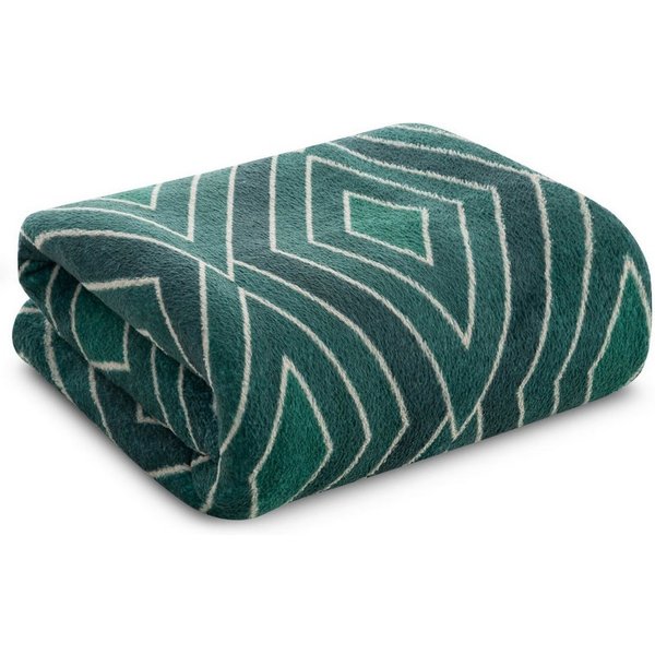 Wohndecke Fleecedecke 150x200 cm, Decke mit geometrischem, botanischem Muster, Design91, Gemusterte Kniedecke, weicher Plaid und einfache Picknickdecke