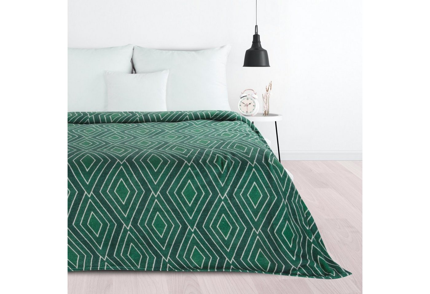 Wohndecke Fleecedecke 150x200 cm, Decke mit geometrischem, botanischem Muster, Design91, Gemusterte Kniedecke, weicher Plaid und einfache Picknickdecke – Bild 2 von 4