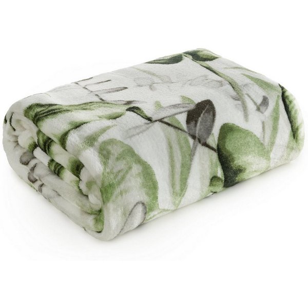 Wohndecke Fleecedecke 150x200 cm, Decke mit geometrischem, botanischem Muster, Design91, Gemusterte Kniedecke, weicher Plaid und einfache Picknickdecke