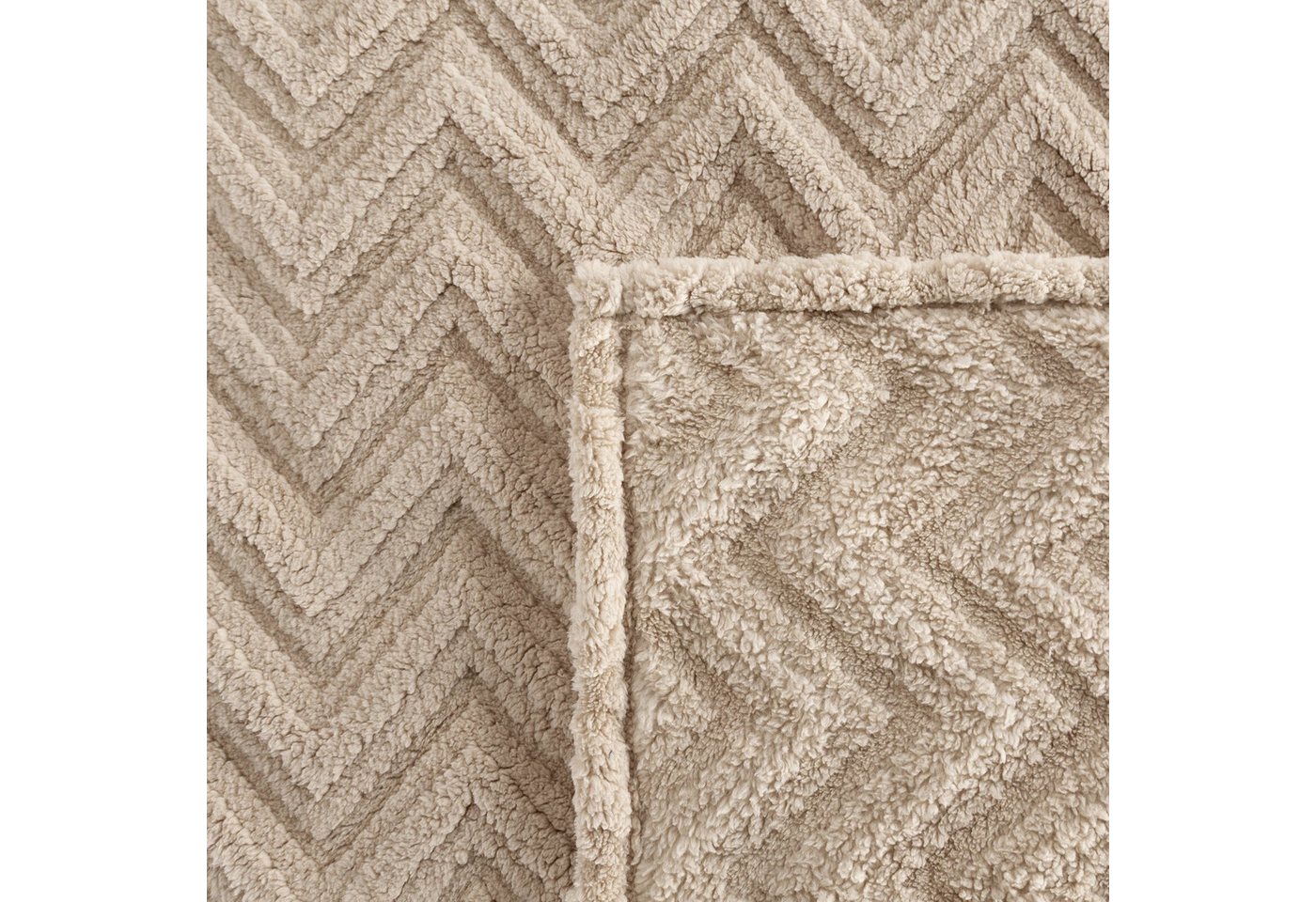 Wohndecke HYGGE Kuscheldecke – weiche Sofadecke, Design91, mit Fischgrät-Struktur, Mikrofaser 340 GSM, Plaid für Sofa & Bett – Bild 4 von 5