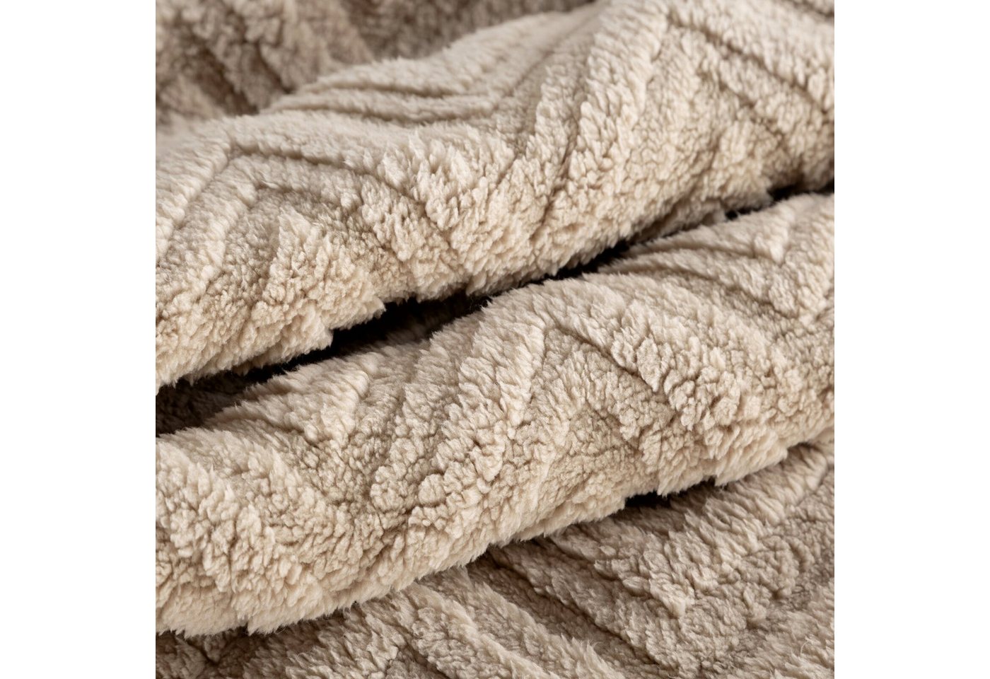 Wohndecke HYGGE Kuscheldecke – weiche Sofadecke, Design91, mit Fischgrät-Struktur, Mikrofaser 340 GSM, Plaid für Sofa & Bett – Bild 5 von 5