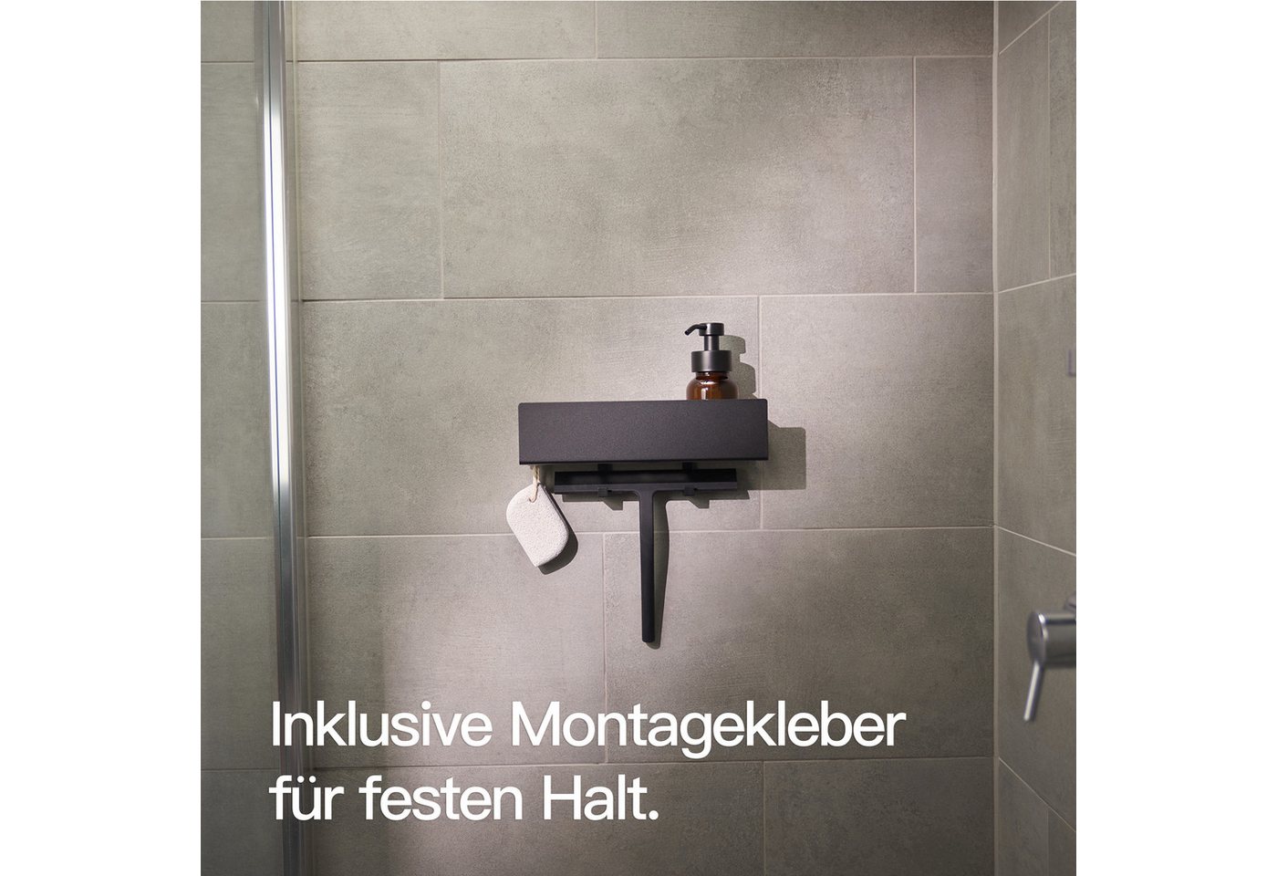 Designfabrik Hamburg Duschablage ohne Bohren, Badezimmer Regal, Badregal, Duschregal ohne Bohren, inkl. Montageset zur selbstklebenden Montage – Bild 4 von 5