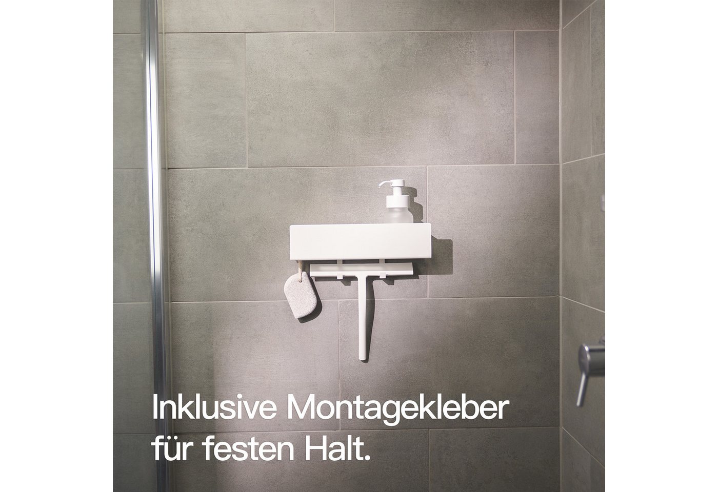 Designfabrik Hamburg Duschablage ohne Bohren, Badezimmer Regal, Badregal, Duschregal ohne Bohren, inkl. Montageset zur selbstklebenden Montage – Bild 4 von 5