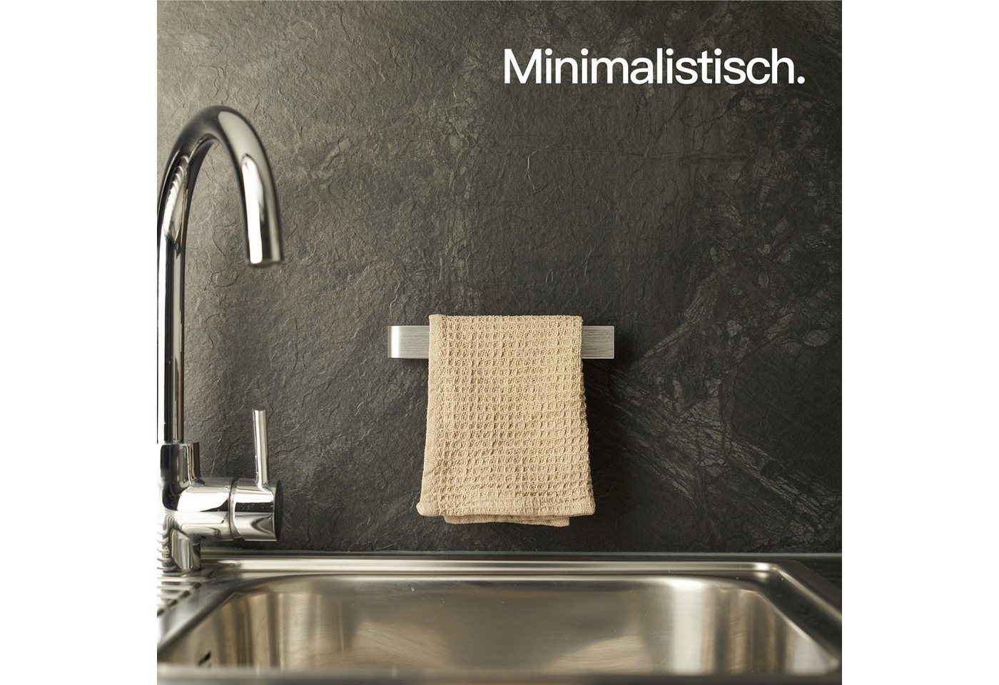 Designfabrik Hamburg Spültuchhalter, Spüllappenhalter ohne Bohren, Lappenhalter, Geschirrtuchhalter, Spülbecken oder Wandmontage – Bild 2 von 5