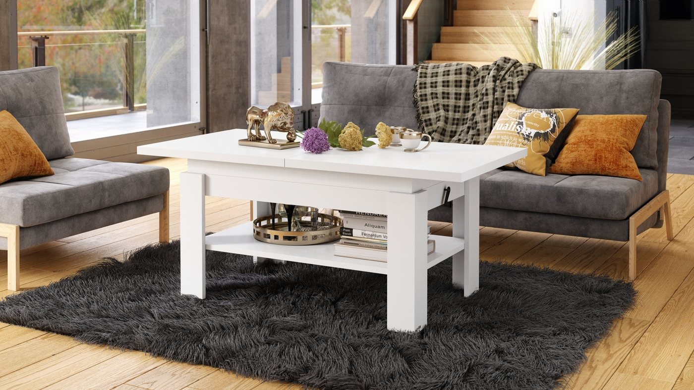 designimpex Couchtisch Design Rio stufenlos höhenverstellbar 55 - 67cm ausziehbar 130 - 170cm – Bild 3 von 5