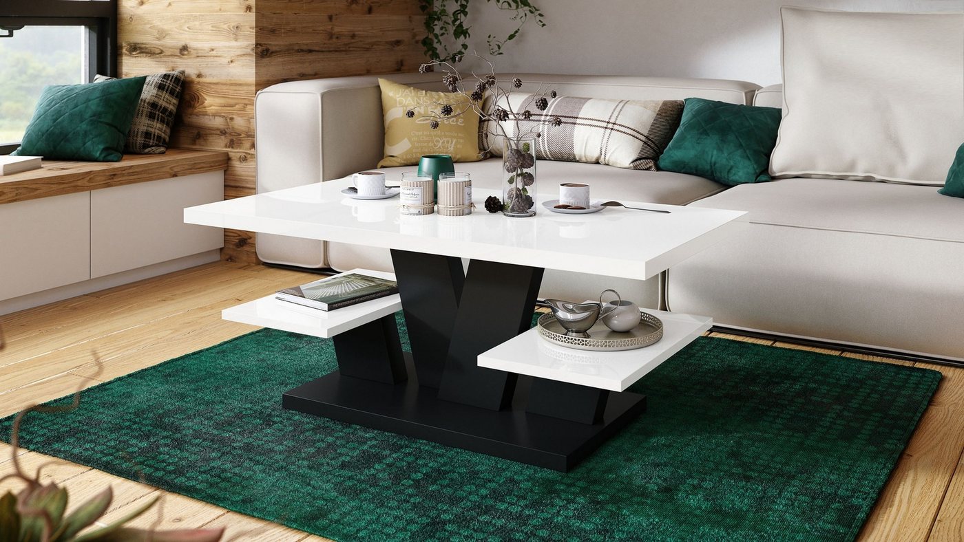 designimpex Couchtisch Design Viva Tisch Wohnzimmertisch 110x60x45 cm mit Ablagefläche – Bild 2 von 5