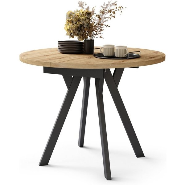 designimpex Esstisch Design Esstisch Almo ausziehbar 90 cm bis 145 cm rund Esszimmer Tisch, Esstisch, Esszimmertisch, Tisch, Ausziehtisch, Küchentisch, Esszimme