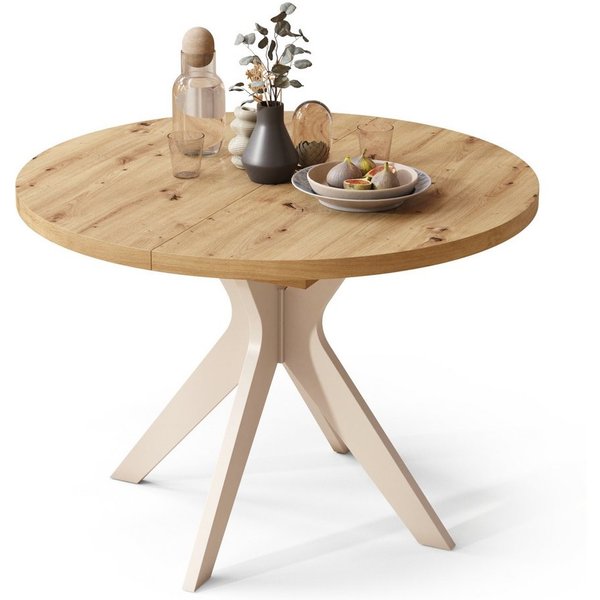 designimpex Esstisch Design Esstisch Renzo ausziehbar 110 bis 180 cm rund Esszimmer Tisch, Esstisch, Esszimmertisch, Tisch, Ausziehtisch, Küchentisch, Esszimmer