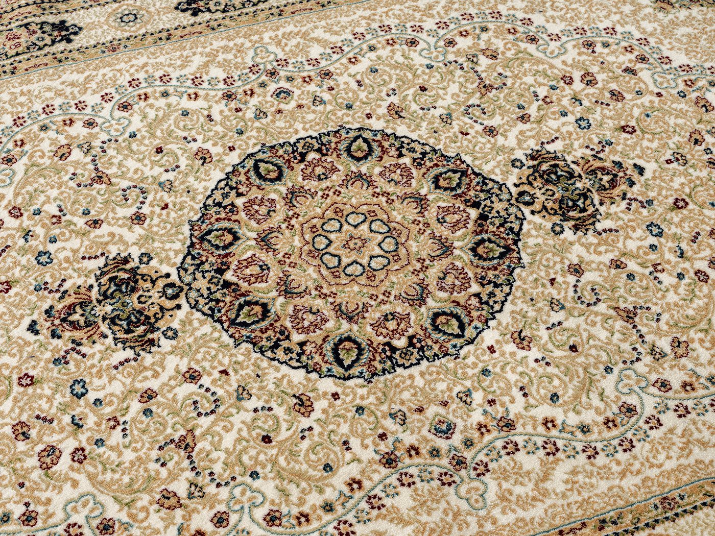 Carpetilla Designteppich Designer Wohnzimmer Carpetilla Asfahan Orientalisch Knochenfarbe, Rechtetig, Höhe: 13 mm, Kurzflor – Bild 5 von 5