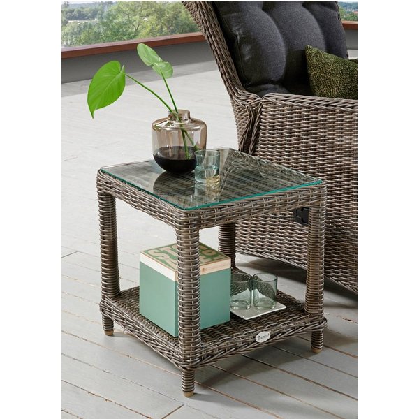 Destiny Beistelltisch MERANO, 46x46x50cm, Aluminium, Polyrattan