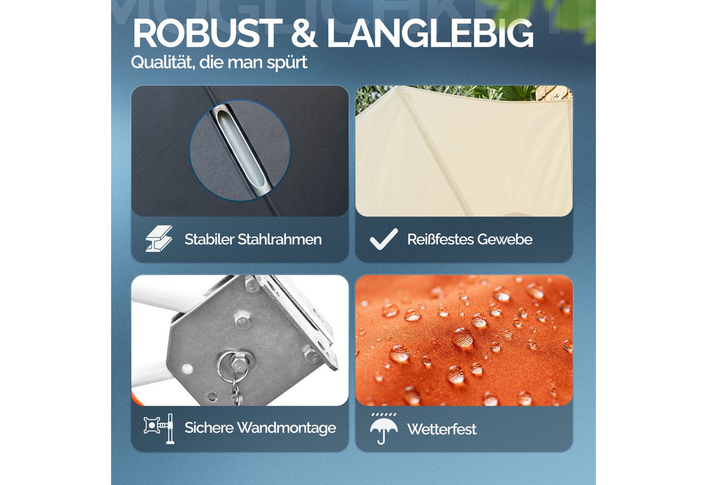 Detex Balkonsichtschutz Sichtschutz Seitenmarkise Sonnenschutz Trennwand Wandhalterung – Bild 5 von 5
