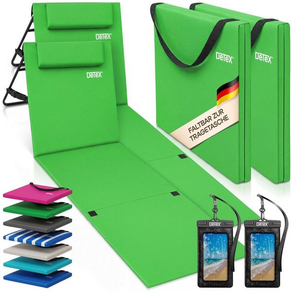Detex Gartenliege, Strandmatte Gepolstert mit Rückenlehne Strandliege Klappbar Tragbar