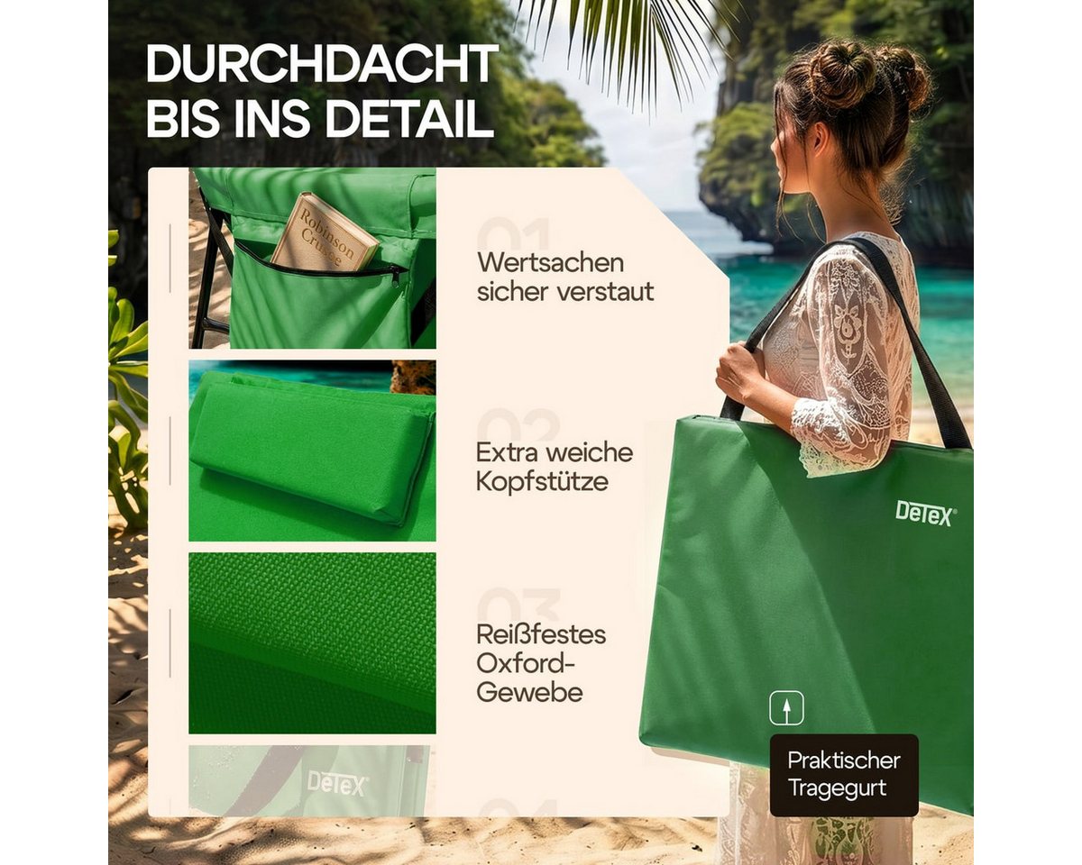 Detex Gartenliege, Strandmatte Gepolstert mit Rückenlehne Strandliege Klappbar Tragbar – Bild 4 von 5