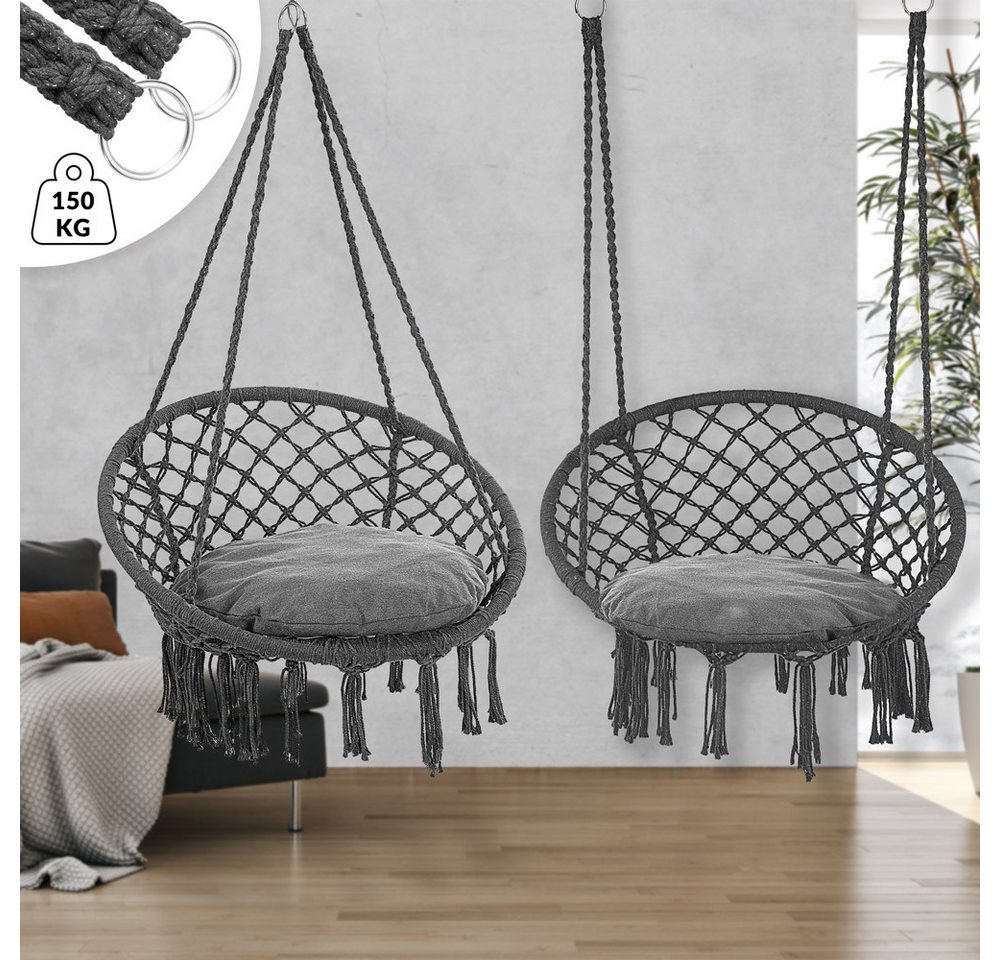 Detex Hängesessel (1-St), 150kg belastbar weiche Kissen Hängestuhl Garten Indoor Outdoor – Bild 4 von 5