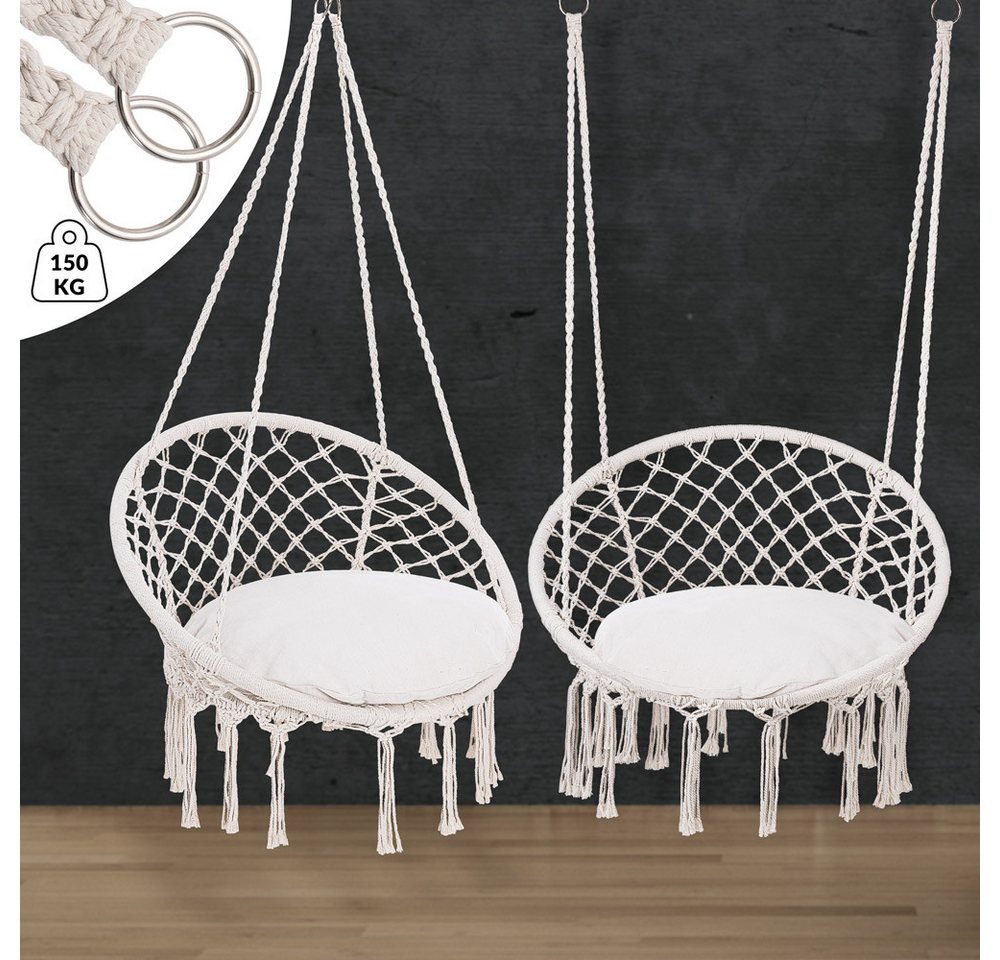 Detex Hängesessel (1-St), 150kg belastbar weiche Kissen Hängestuhl Garten Indoor Outdoor – Bild 4 von 5