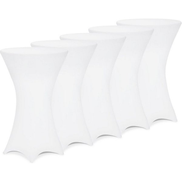 Detex Stehtischhusse, 80cm Weiß 5er Set Rund Stehtisch Hussen Bezug Überwurf Hochzeit Deko