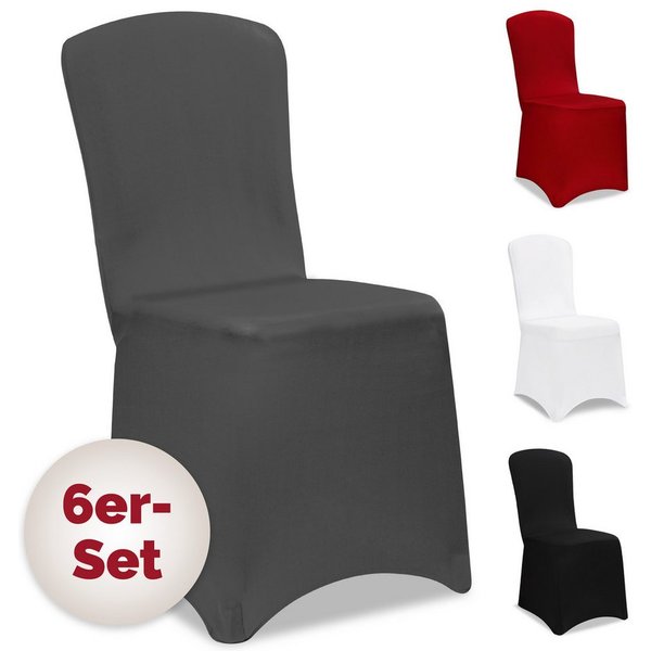 Detex Stuhlhusse, 6er Set Stretch Hussen für Stühle OEKO-TEX Überwurf Hochzeit Grau