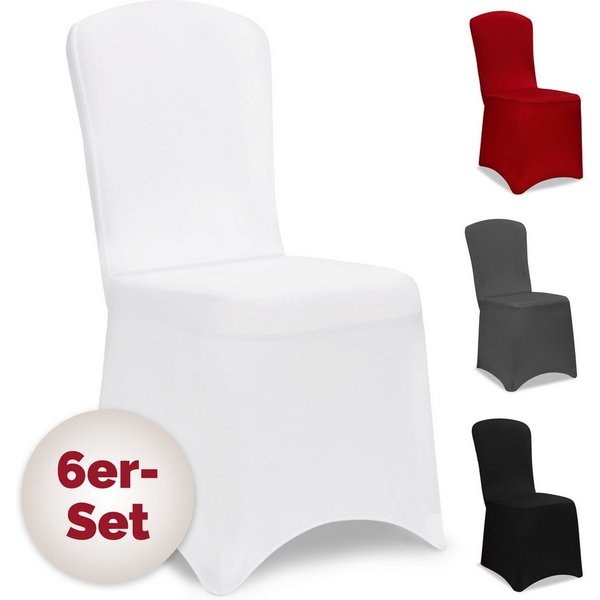 Detex Stuhlhusse, 6er Set Stretch Hussen Stühle OEKO-TEX Weiß Hochzeit Stuhlüberzug