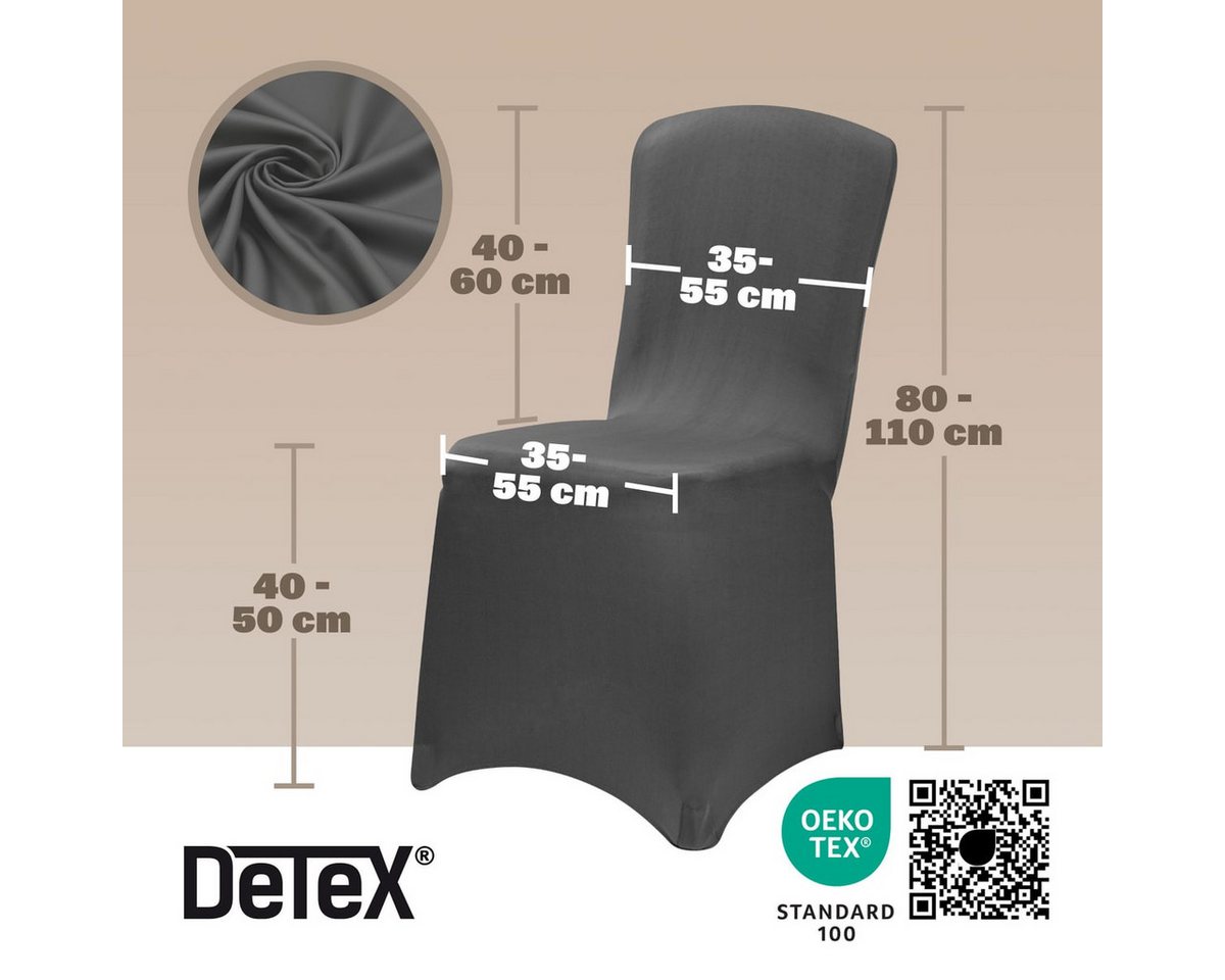 Detex Stuhlhusse, 4er Set Stretch Hussen für Stühle OEKO-TEX Überwurf Hochzeit Grau – Bild 3 von 5