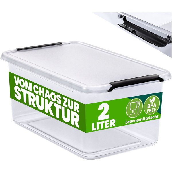 Deuba Aufbewahrungsbox, 2L Deckel Kunststoff Organizer Ordnungsboxen BPA frei stapelbar Küche