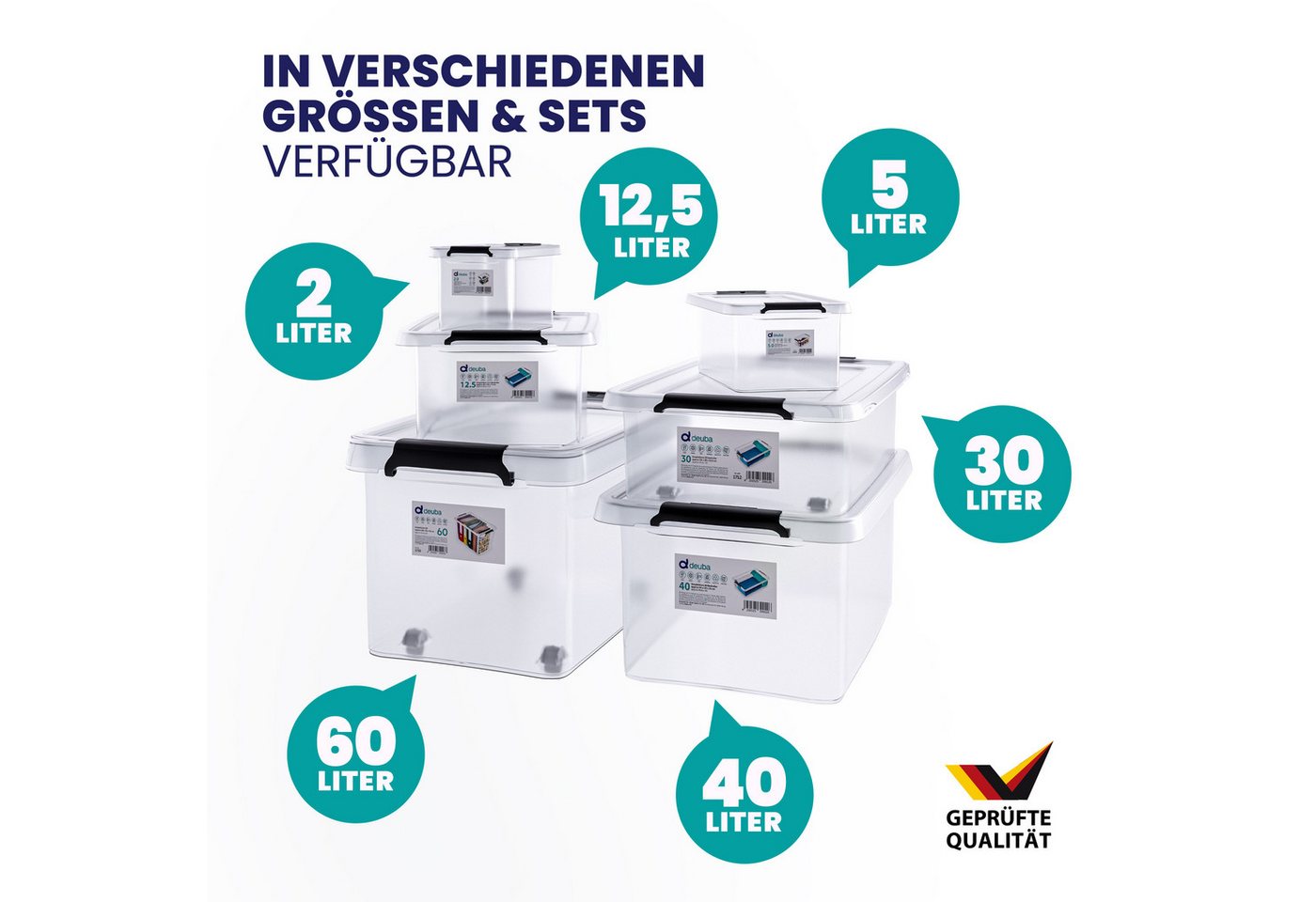 Deuba Aufbewahrungsbox, 2L Deckel Kunststoff Organizer Ordnungsboxen BPA frei stapelbar Küche – Bild 3 von 4