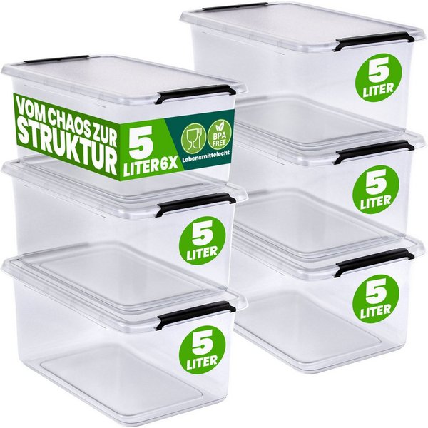 Deuba Aufbewahrungsbox, 5L Deckel Kunststoff Organizer Ordnungsboxen BPA frei stapelbar Küche
