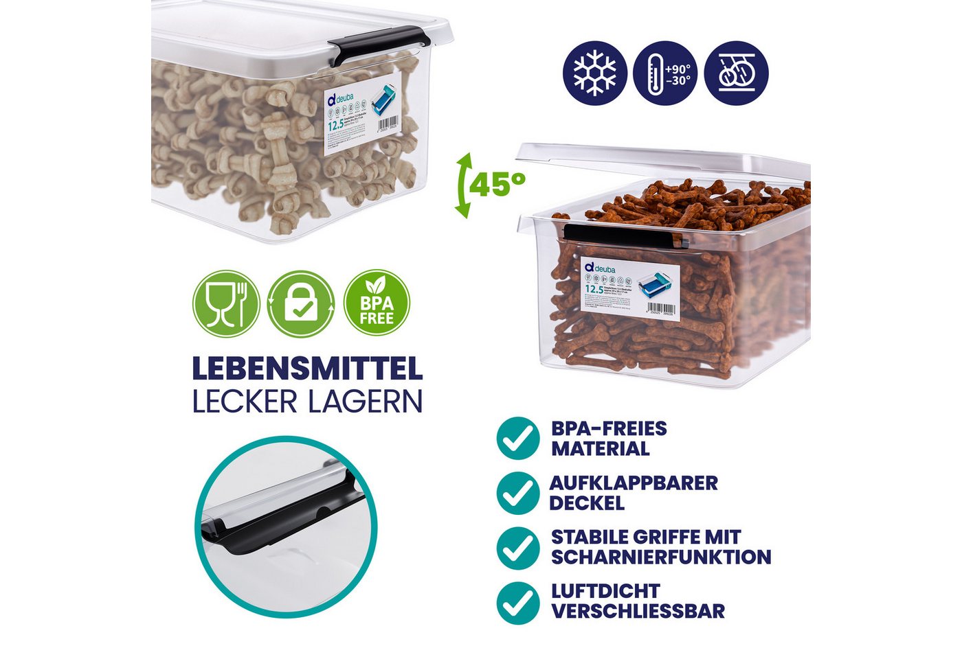 Deuba Aufbewahrungsbox, 12,5L Deckel Kunststoff Organizer Ordnungsboxen BPA frei stapelbar – Bild 3 von 5