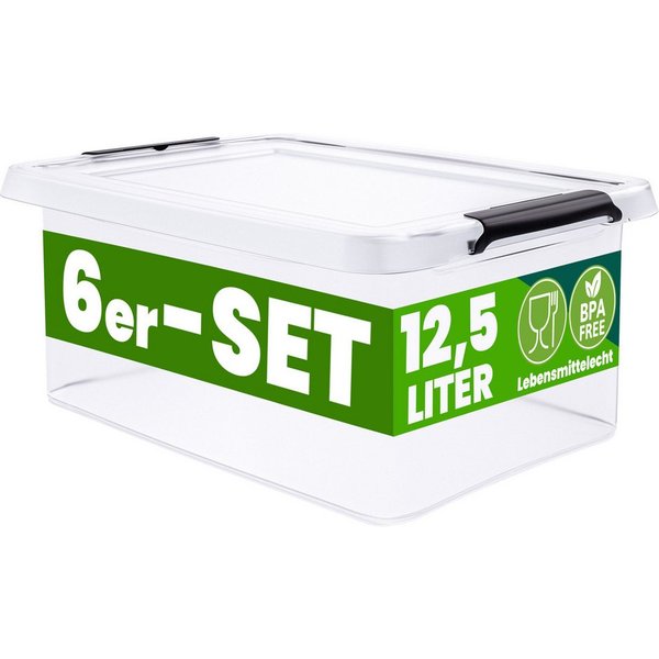 Deuba Aufbewahrungsbox, 12,5L Deckel Kunststoff Organizer Ordnungsboxen BPA frei stapelbar