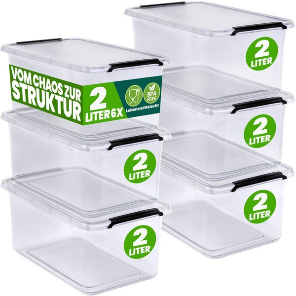 Deuba Aufbewahrungsbox, 2L Deckel Kunststoff Organizer Ordnungsboxen BPA frei stapelbar Küche