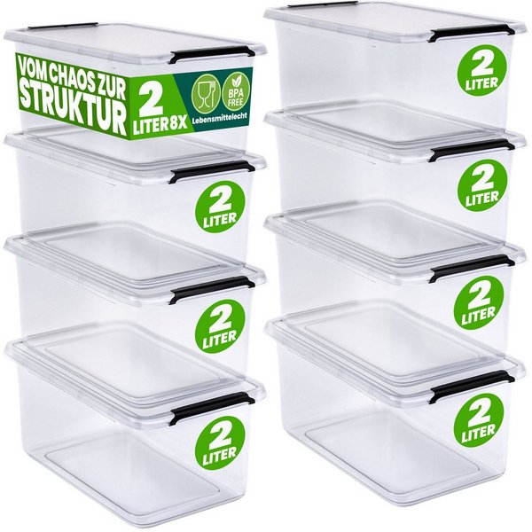 Deuba Aufbewahrungsbox, 2L Deckel Kunststoff Organizer Ordnungsboxen BPA frei stapelbar Küche
