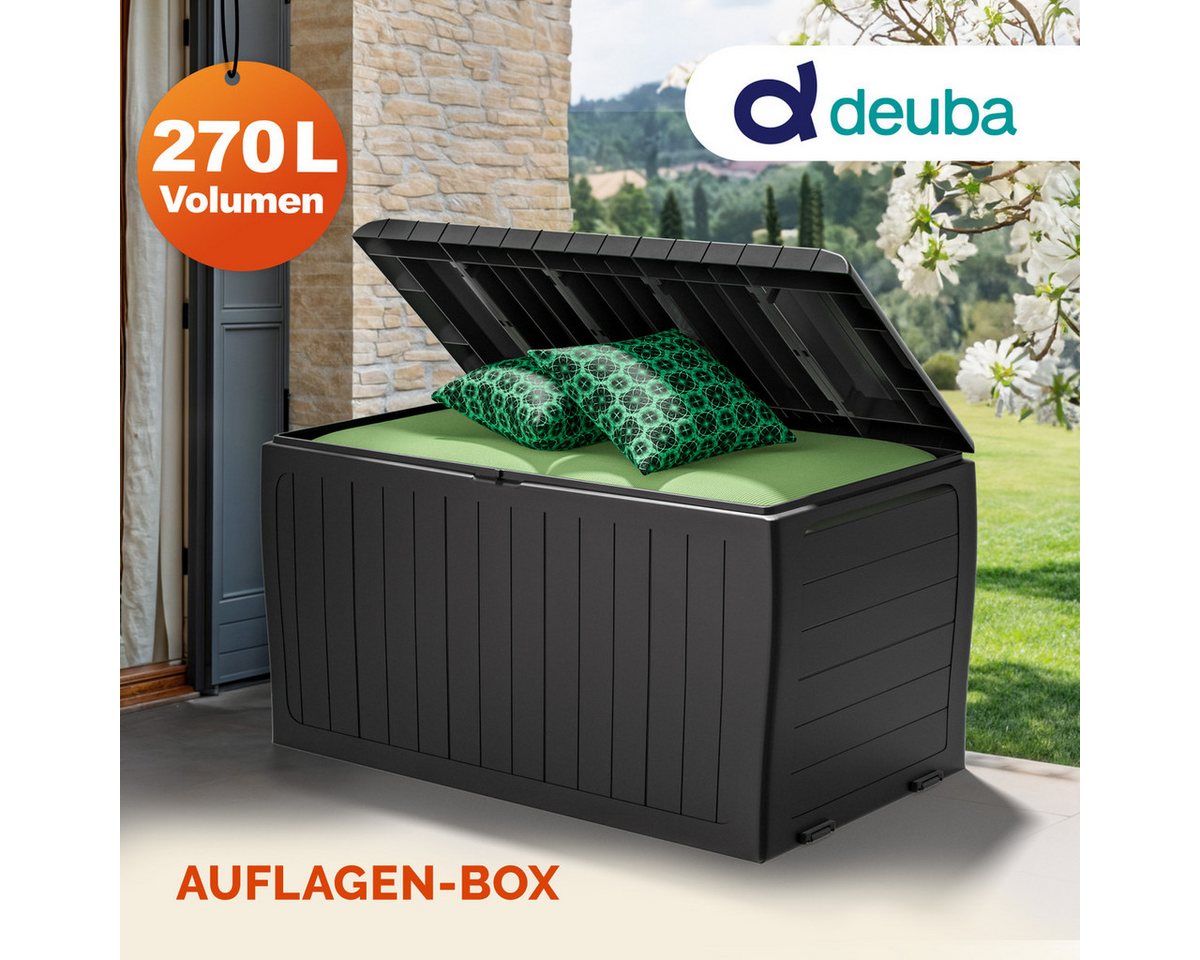 Deuba Auflagenbox Marvel Plus, Auflagenbox 270L UV-beständig Haltegriffe Rollen Kissenbox Anthrazit – Bild 2 von 5