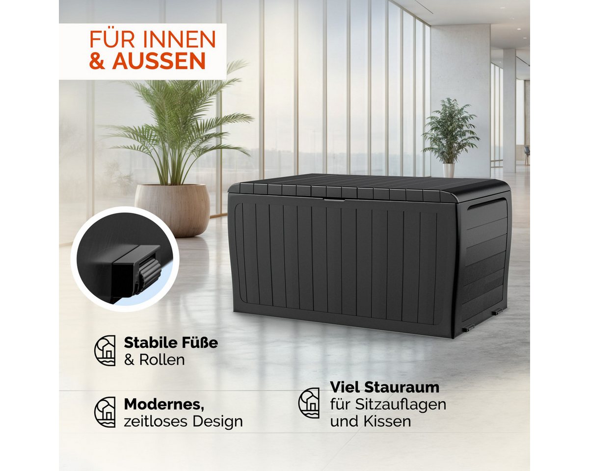 Deuba Auflagenbox Marvel Plus, Auflagenbox 270L UV-beständig Haltegriffe Rollen Kissenbox Anthrazit – Bild 5 von 5