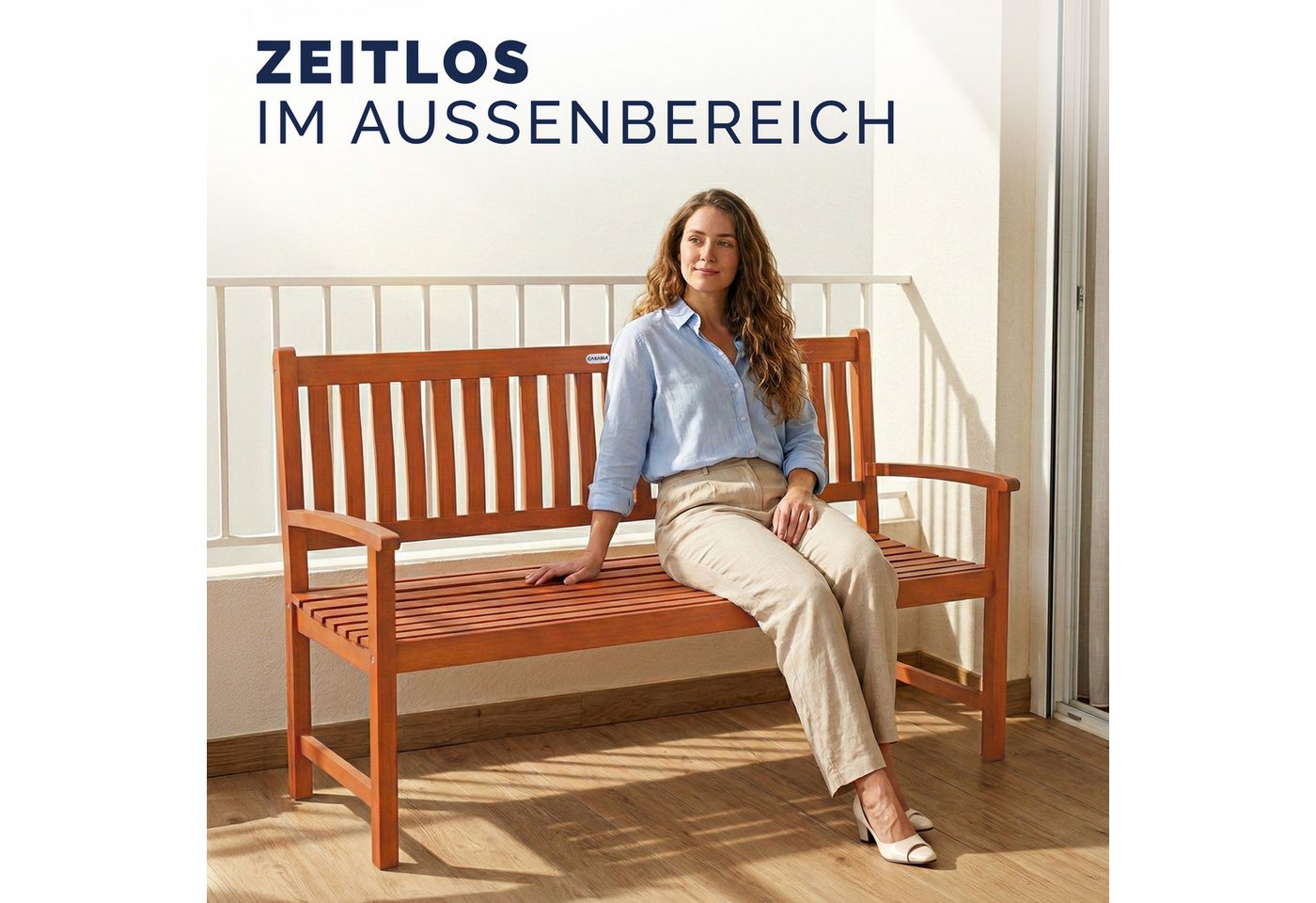Deuba Gartenbank Maxima, Sitzbank Holz FSC®-zertifiziert 480kg Belastbar Garten Eukalyptus – Bild 2 von 5
