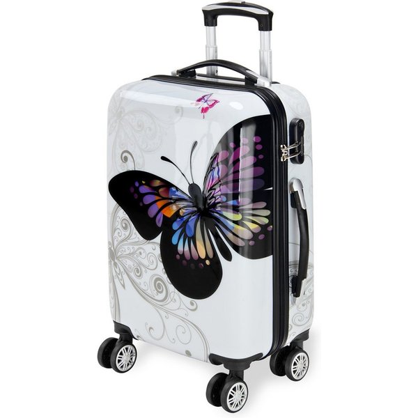 Deuba Hartschalen-Trolley, 4 Rollen Rollen, mit Schloss Doppelrolle Hartschale Teleskopgriff Trolley Reisekoffer M