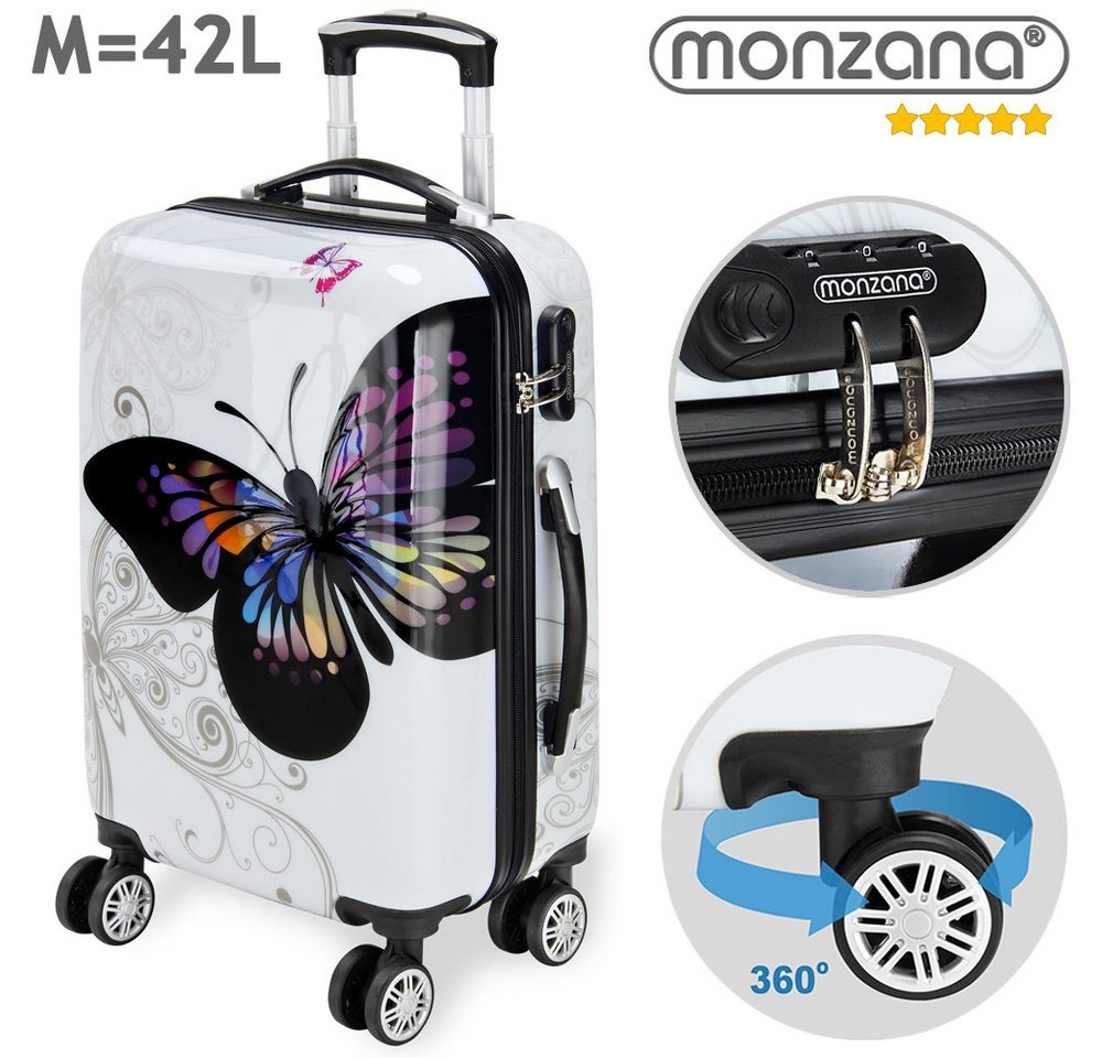 Deuba Hartschalen-Trolley, 4 Rollen Rollen, mit Schloss Doppelrolle Hartschale Teleskopgriff Trolley Reisekoffer M – Bild 2 von 5