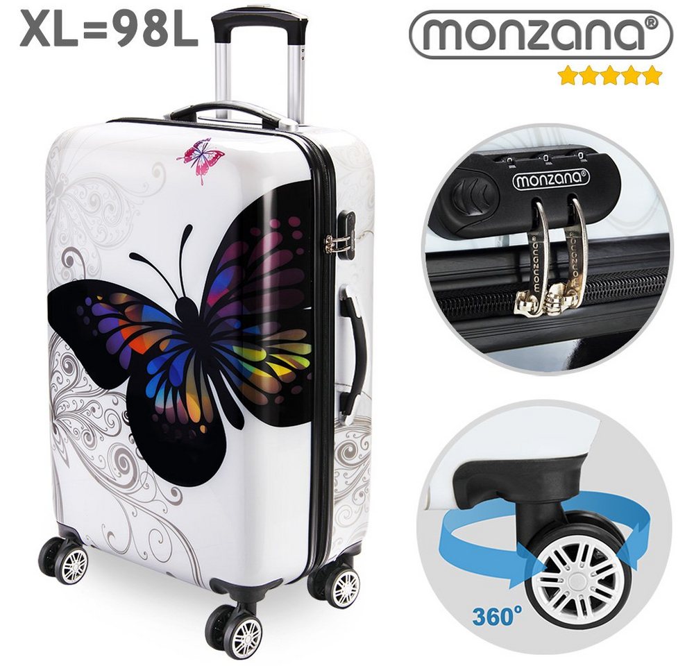 Deuba Hartschalen-Trolley, 4 Rollen Rollen, Schloss Doppelrolle Hartschale Teleskopgriff Trolley Reisekoffer XL – Bild 2 von 5