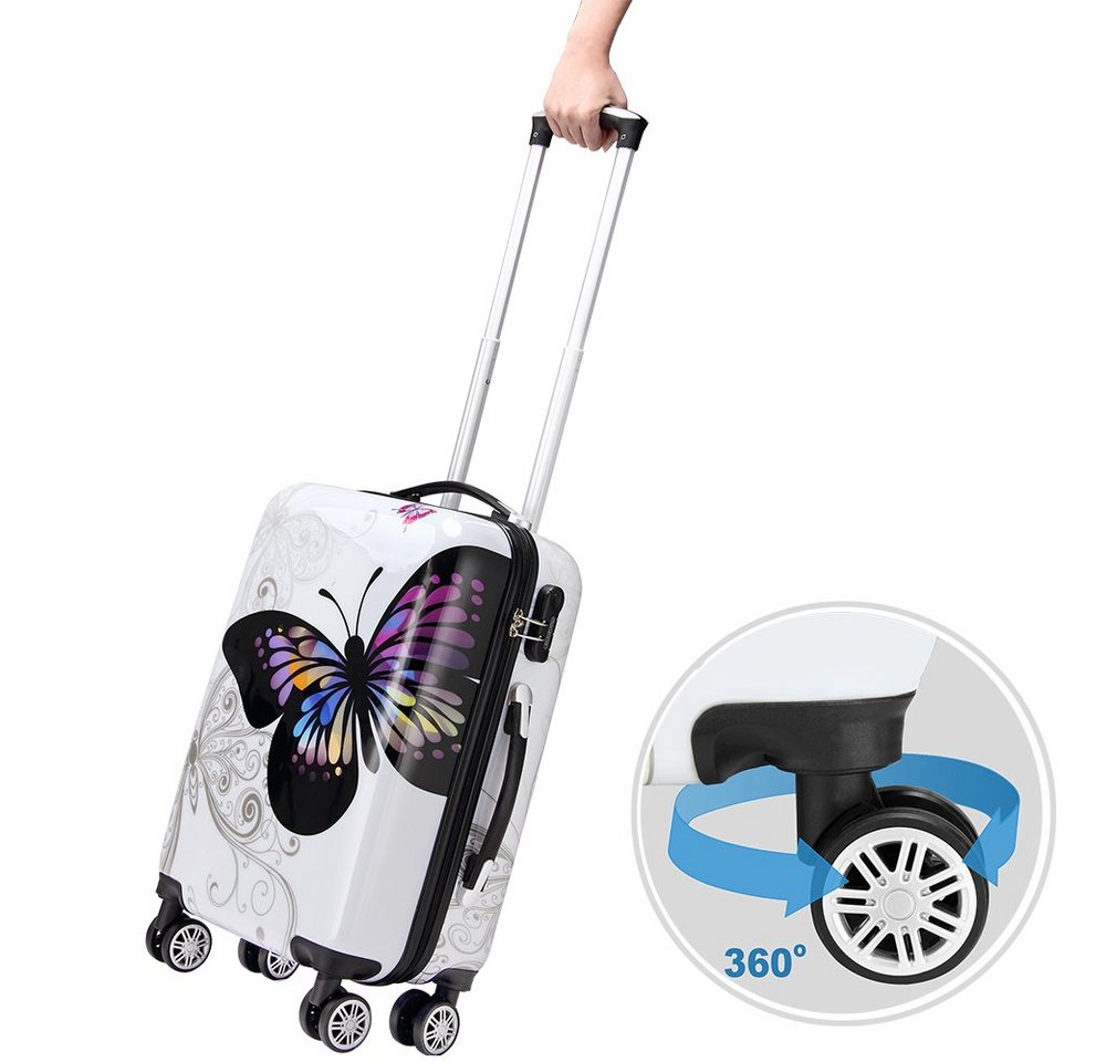 Deuba Hartschalen-Trolley, 4 Rollen Rollen, Schloss Doppelrolle Hartschale Teleskopgriff Trolley Reisekoffer XL – Bild 4 von 5