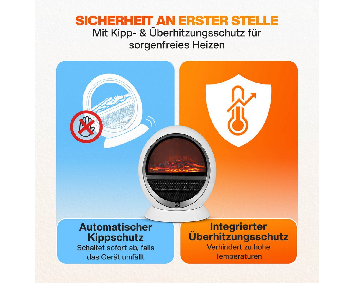 Deuba Heizlüfter, 1500 W, Kamin Optik Elektrokamin LED Flammen Effekt 2 Heizstufen weiß – Bild 4 von 5