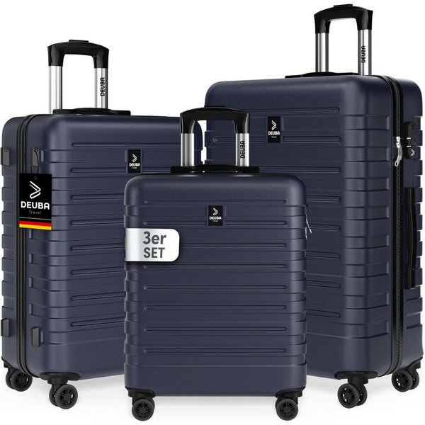 Deuba Kofferset, Handgepäck Koffer 55x40x20 Sicherer Stauraum Kreuzgurt PVC Reisekoffer