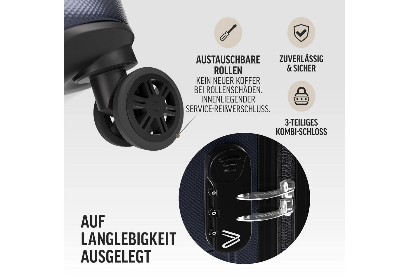 Deuba Kofferset, Handgepäck Koffer 55x40x20 Sicherer Stauraum Kreuzgurt PVC Reisekoffer – Bild 5 von 5