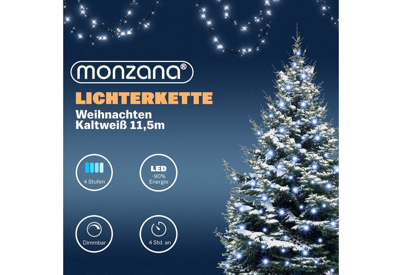 Deuba Lichterkette, 160 LED Außen Timer 8 verschiedene Leuchtmodi IP44 Dimmbar Batterie – Bild 3 von 5