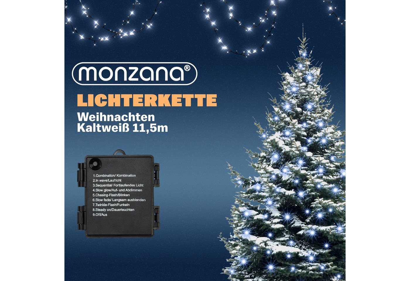 Deuba Lichterkette, 160 LED Außen Timer 8 verschiedene Leuchtmodi IP44 Dimmbar Batterie – Bild 4 von 5