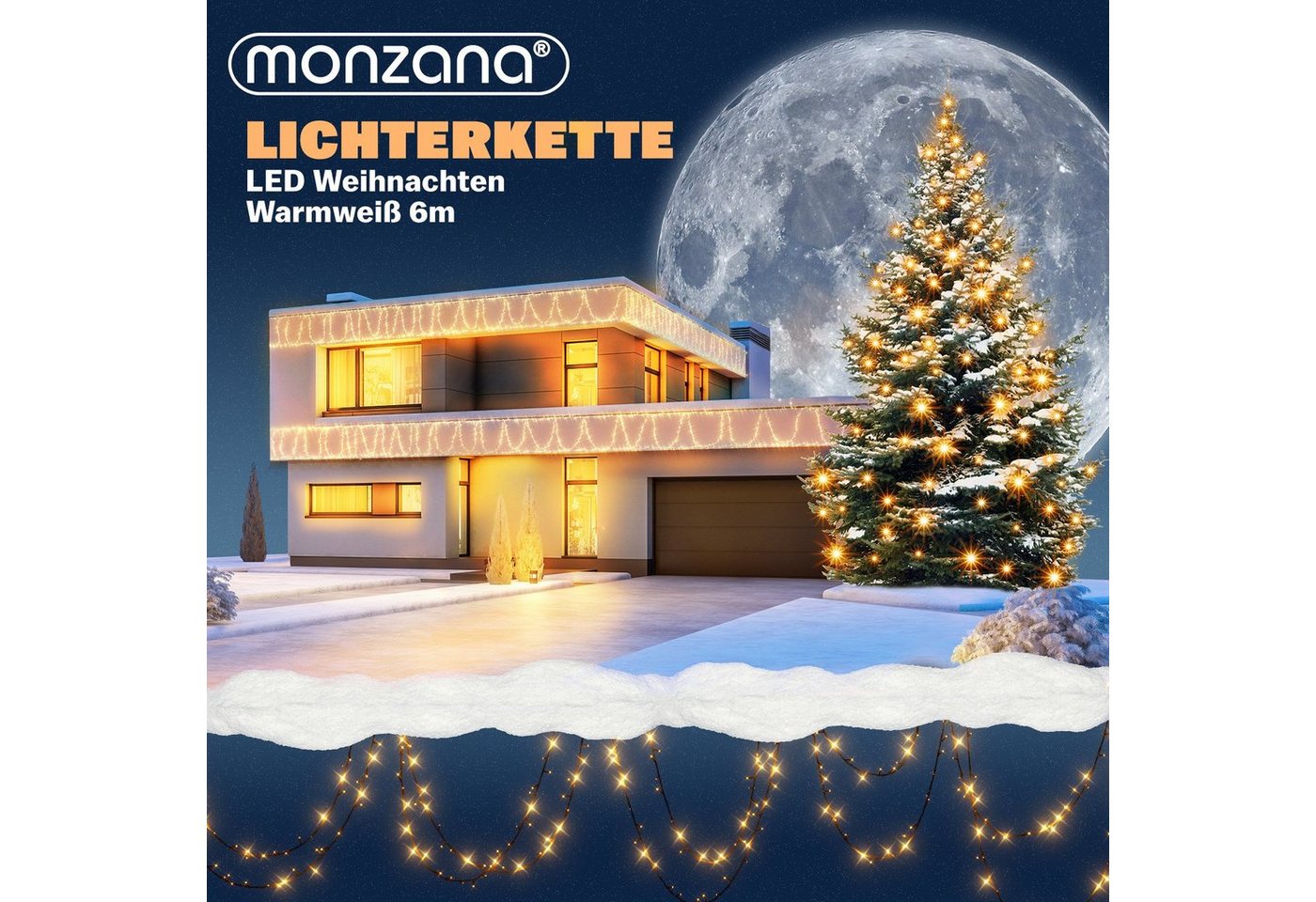 Deuba Lichterkette, 100 LED Außen Timer 8 Leuchtmodi IP44 Dimmbar Batterie – Bild 2 von 4
