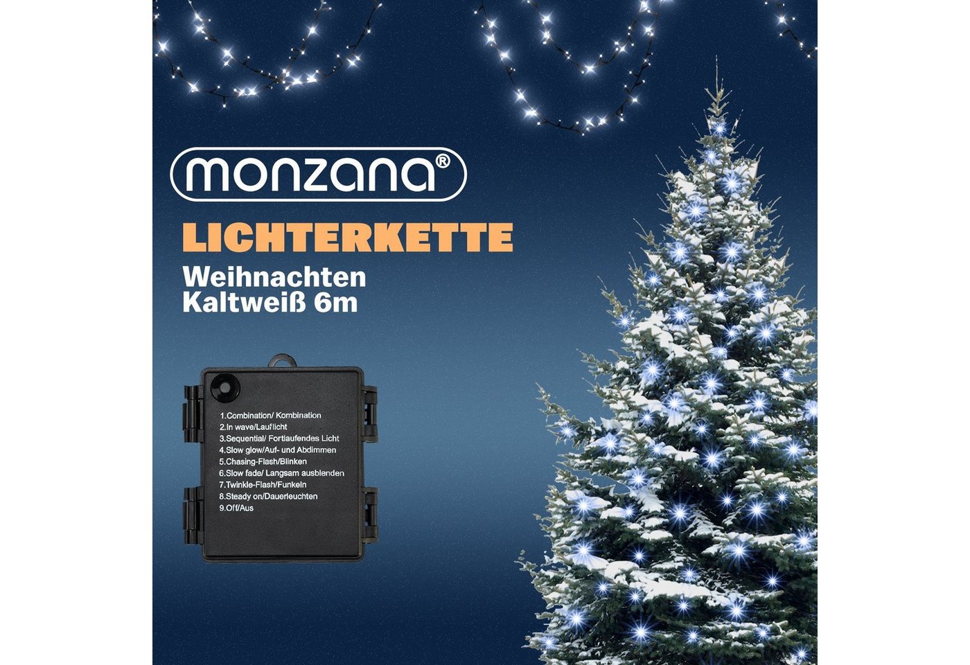 Deuba Lichterkette, 100 LED Außen mit Timer 8 verschiedene Leuchtmodi IP44 Dimmbar – Bild 4 von 5