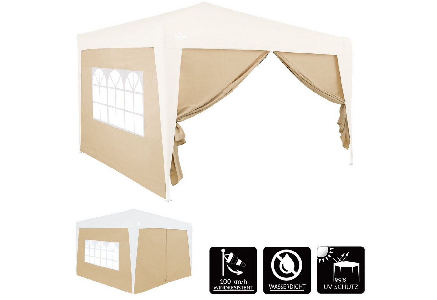 Deuba Pavillon Capri Seitenwände, 2x Seitenteile Wasserabweisend Passend Bei 3x3m & 3x6m Gartenpavillon – Bild 2 von 5