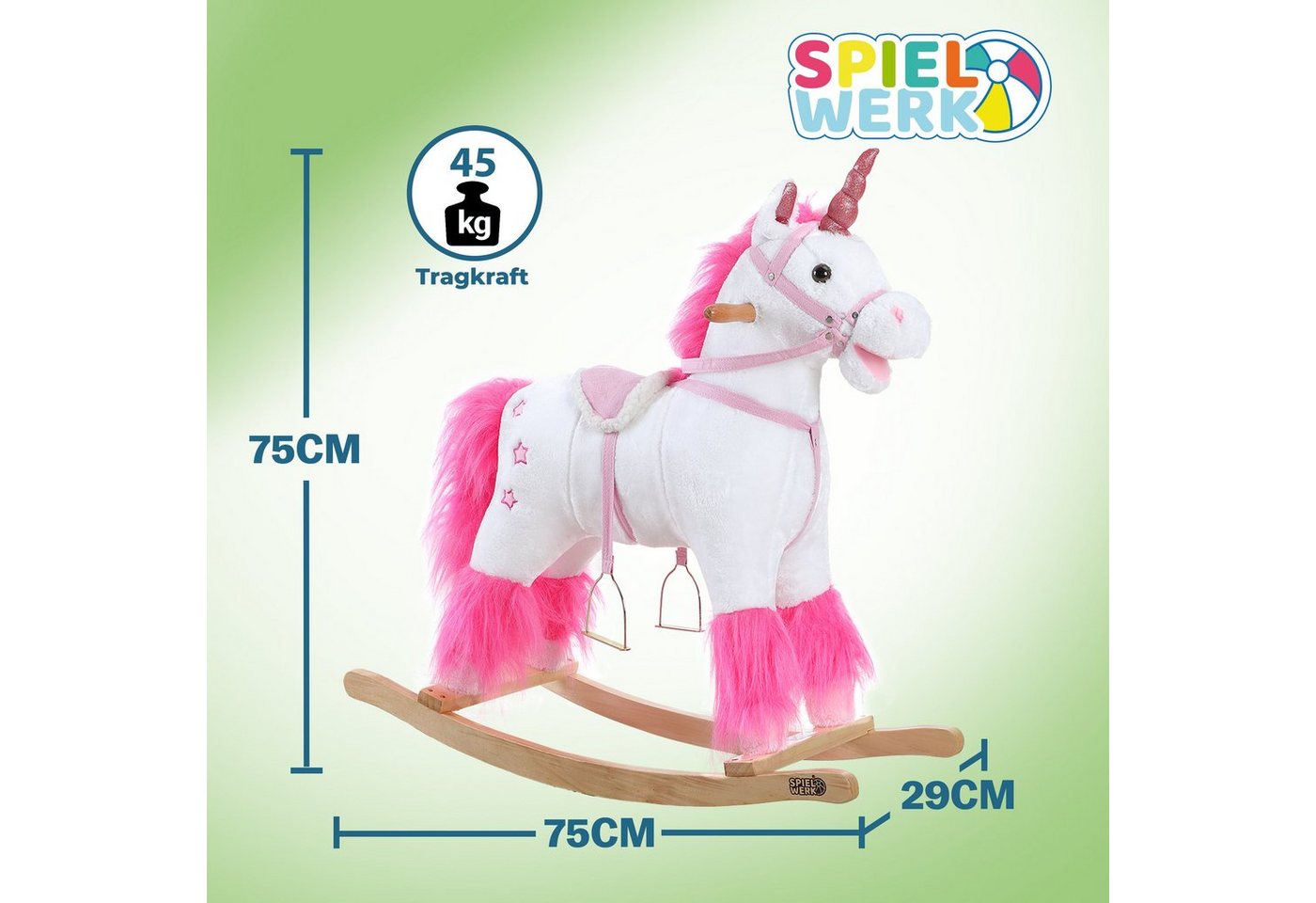 Deuba Schaukeltier Einhorn mit Sattel, Schaukeleinhorn Schaukeltier Schaukel Einhorn Kinder Baby Spielzeug – Bild 5 von 5